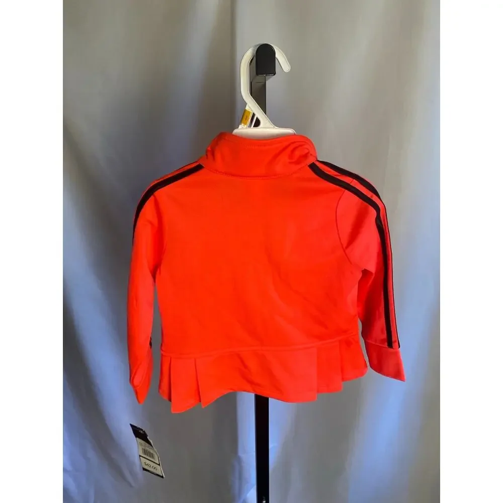 Adidas Girls Track Jacket 18M Bright Pink Full Zip Peplum Athletic NWT